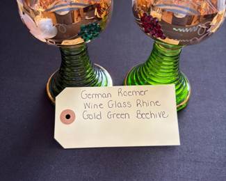 German Roemer Wine Glass Rhine Gold Green Beehive