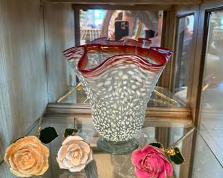 Glass Vase with 24K Gold Dipped Roses