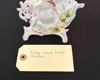 Vintage Cherub Planter Porcelain