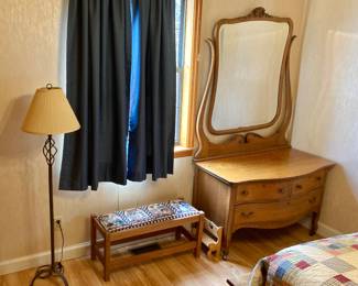 Vintage dresser, mirror, table, lamp