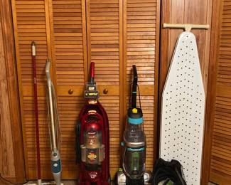 Mop, vacuum, carpet cleaner, ironing board