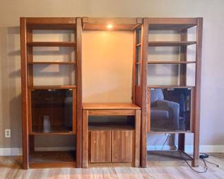 Entertainment system, solid oak, bookshelves