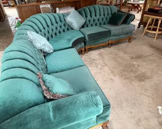 Lovely green velvet sectional