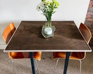 Wooden Table, Wooden Chairs (4), Agate Decorative Plate, Marble Coasters, Glass Vase