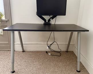 Black Desk with Adjustable Metal Legs