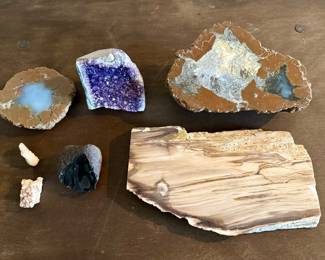 Thundereggs, Obsidian, Petrified Wood, Amethyst, and Quartz