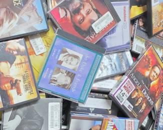 DVDS, CASETTES, CDS, VHS TAPES WILL BE $1.00 EACH