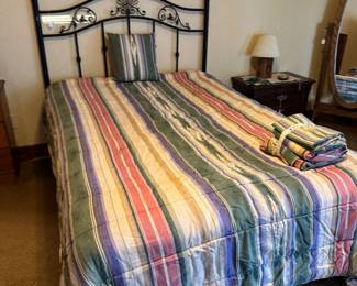 Full size headboard and vintage Ralph Lauren bedding 