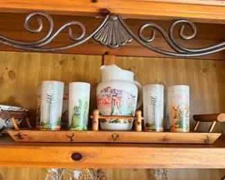 Vintage 1950s Blakely Oil and Gas frosted glassware 