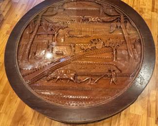 Carved teak coffee table from Philippines 