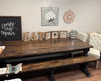 Farmhouse table bench and 5 chairs