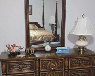 9 Drawer Midcentury Dresser with Mirror