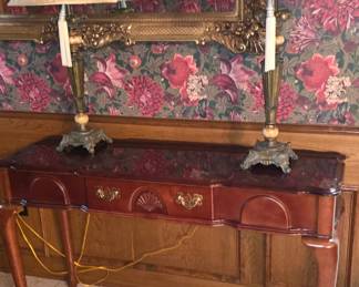 Entry Table with a Pair of Lamps