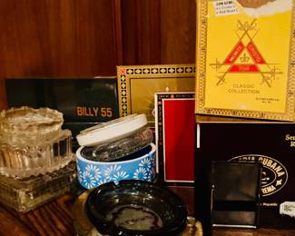 Cigar, boxes , ashtrays, more tin boxes that have awesome adverts on