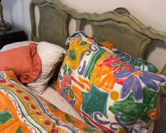 Matching cane queen bed 