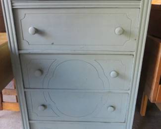 Vintage Four-Drawer Vertical Chest/Dresser with light teal painted finish