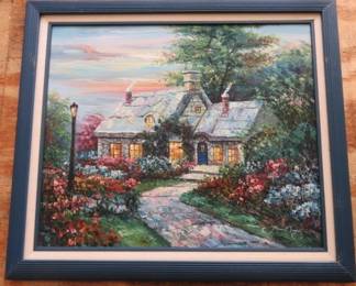 Vintage Country Cottage Original Oil Painting Signed Joann Murray (English)