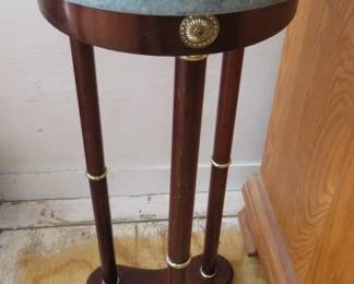 Mahogany Green Marble Top Accent Table/Plant Stand