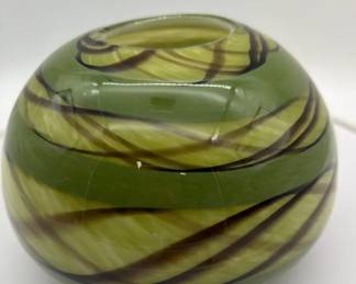 Green Brown HandBlown Vase