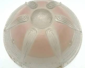 vintage Art Deco pink and clear textured glass ceiling light shade