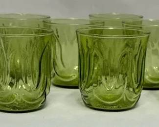 Vintage Anchor Hocking Colonial Tulip avocado green lowball
