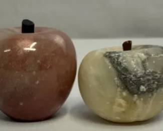 Vintage carved stone apple paperweights
