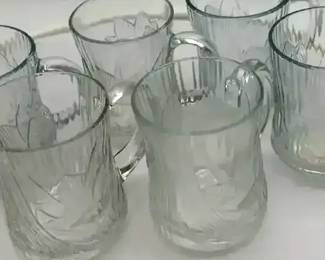 Vintage Arcoroc Canterbury Crocus Clear glass mugs
