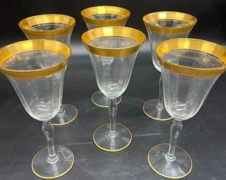 Franciscan Style Gold Flower Rimmed Stemware