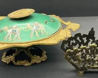 Jerusalem Napkin Holder And Footed Bowl