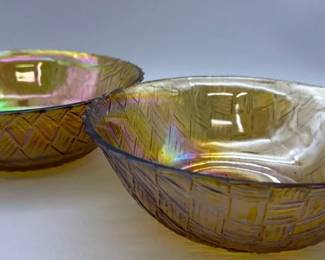 Vintage Amber Pressed Glass Bowls