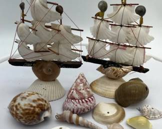 Seashell Art Ship Figurines And Shells