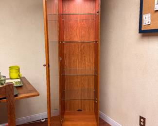Cabinet with glass doors glass shelves & canopy light