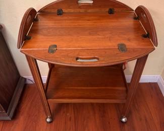 Bar cart with folding/removable top tray