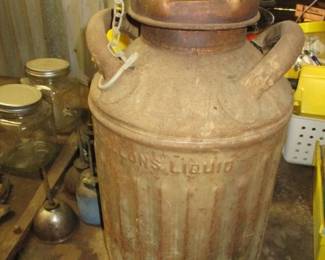 Vintage 5 Gal. Cast Metal Oil Can