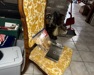 MCM yellow brocade side chair