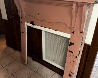Pink shabby chic fireplace surround mantle