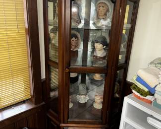 Wooden corner curio cabinet