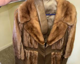 Another vintage mink and leather car coat length piece.