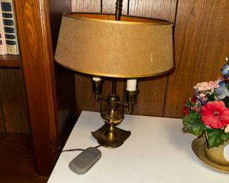 Brass double pole desk lamp