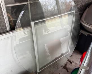 Large round beveled edge glass table top