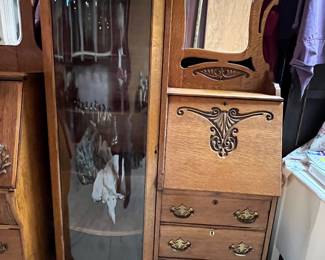 	F10. Oak Side by Side-Drop Front Desk-4 Shelves			36” x 12” x 68”