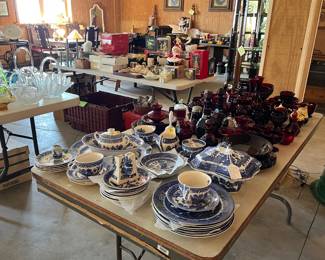 Ruby Glass, Blue Willow - 25% Off