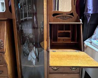 	F10. Oak Side by Side-Drop Front Desk-4 Shelves			36” x 12” x 68”