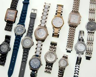 A selection of women's watches, quartz movement wrist watches from Peter Bornie, Relic, Xanadu, Citizen, Bee Sister, Timex Essentials, Miykon, and more