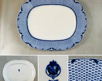 Antique flow blue Ruskin pattern serving platter made in England by Brown-Westhead, Moore & Co.