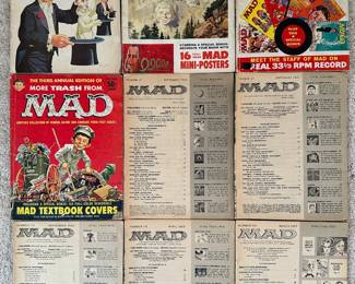 Vintage Mad Magazine collectibles - April 1976 Mad Magazine No. 182, Mad Magazine Special Number 4, The Second Annual Edition of The Worst From Mad, The Third Annual Edition of More Trash from Mad, and Mad Magazine issues without covers from Sept. 1960, Sept. 1961, Sept. 1962, April 1963, March 1967