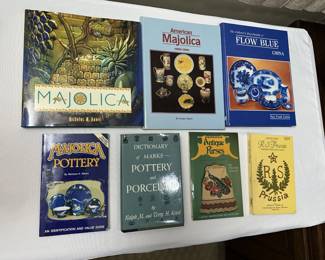 Books for collectors including Majolica, Antique Purses, American Majolica, Flow Blue China, and more