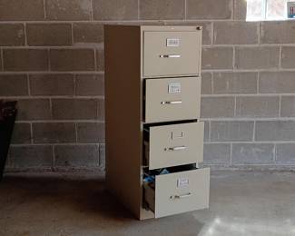 A 4-drawer metal filing cabinet
