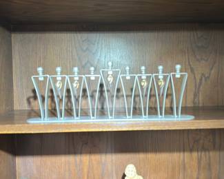 A menorah with minimalist, geometric design