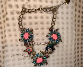 EBE129 - Betsey Johnson Shell Shocked Turtle Fish Starfish With Bling Statement Necklace